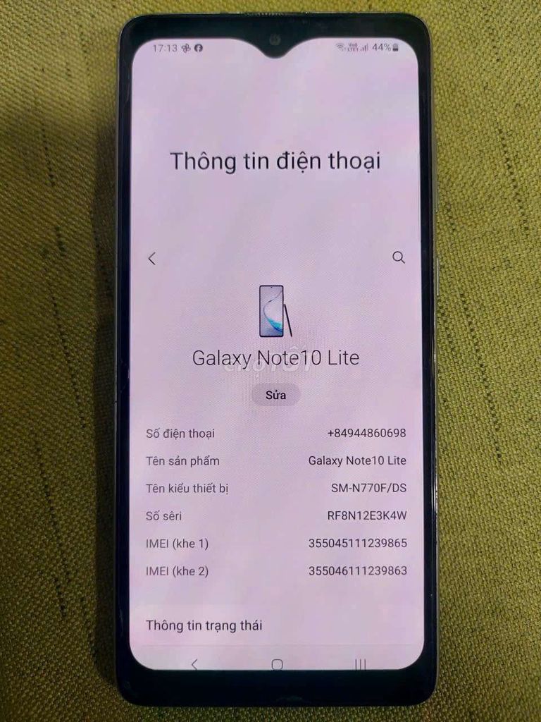 Samsung Galaxy Note10 Lite Đen. Mua bán Điện thoại tại Quận Tây Hồ Hà Nội được đăng bởi Trung Anh hình 1