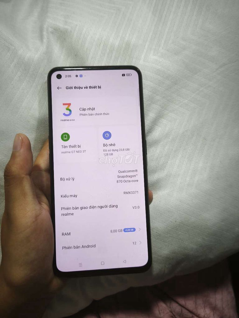 Realme GT Neo 3T 128GB Đen Snapdragon 870. Mua bán Điện thoại tại Quận Nam Từ Liêm Hà Nội được đăng bởi Như Tâm hình 1