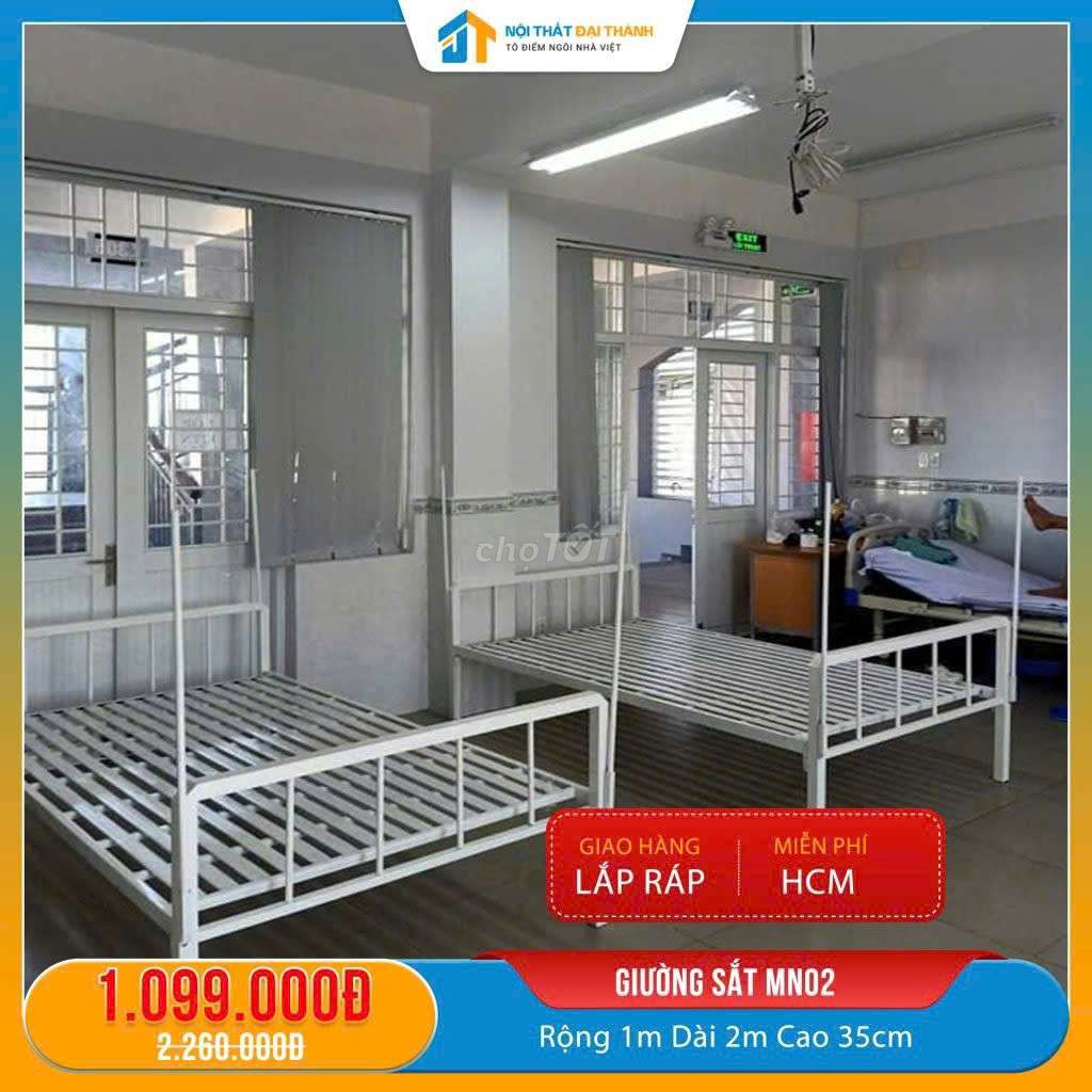 GIƯỜNG SẮT ĐƠN DÀNH CHO CÔNG NHÂN 1M x2M giá rẻ. Mua bán Giường, chăn ga gối nệm tại Quận Tân Phú Tp Hồ Chí Minh được đăng bởi NỘI THẤT ĐẠI THÀNH hình 1