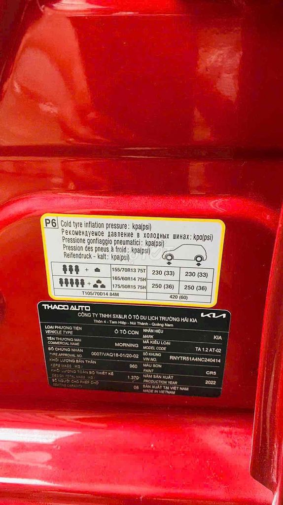KIA Morning 2022 AT màu Đỏ. Mua bán Ô tô tại Thành phố Thủ Đức Tp Hồ Chí Minh được đăng bởi Tien Buu hình 5
