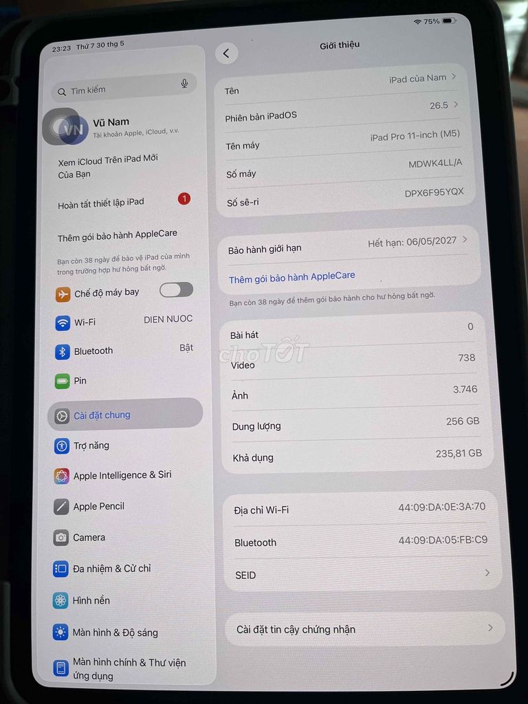 Apple iPad Pro 11 inch (M5) 256GB. Mua bán Máy tính bảng tại Thành phố Dĩ An Bình Dương được đăng bởi H.Nam hình 1