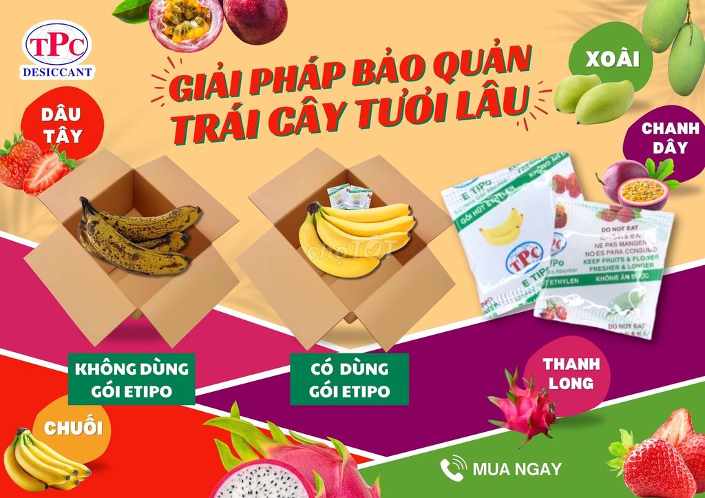 Gói hút khí Ethylen ETIPO bảo quản trái cây. Mua bán Đồ ăn, thực phẩm và các loại khác tại Quận 12 Tp Hồ Chí Minh được đăng bởi Xuân Hút Ẩm hình 1