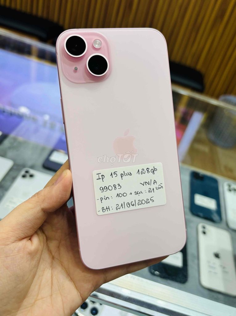 Iphone 15 Plus hồng 128gb VN/A đẹp keng sạc ít lân