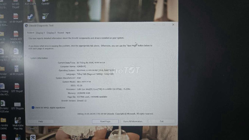 Acer Nitro 5 i5 12500H 16GB/512GB. Mua bán Laptop tại Quận Nam Từ Liêm Hà Nội được đăng bởi Nguyễn Anh Hùng hình 1