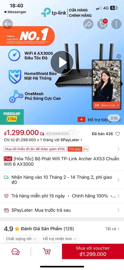 Cục kích wifi Tp-Link AX3000