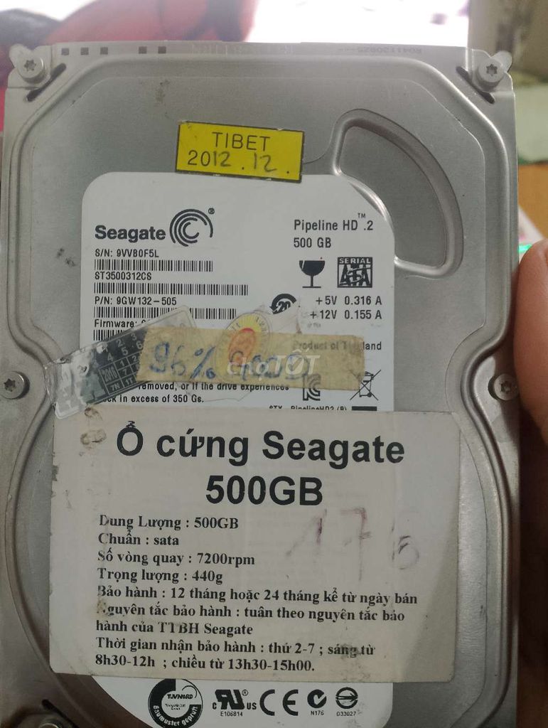 Ổ cứng HDD Seagate 500GB SATA. Mua bán Linh kiện (RAM, Card...) tại Huyện Châu Đức Bà Rịa - Vũng Tàu được đăng bởi Yeagkynhon hình 1