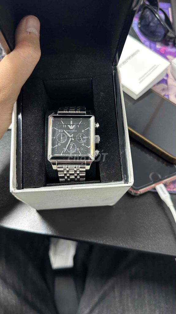 Đồng hồ Emporio Armani Square Chronograph Nam Bạc. Mua bán Đồng hồ tại Quận Đống Đa Hà Nội được đăng bởi Tuan Anh hình 1