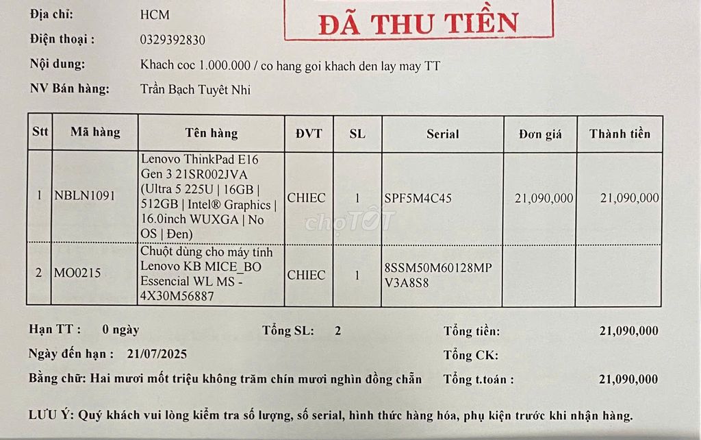 Thanh Lý Laptop Lenovo ThinkPad E16 Gen 3. Mua bán Laptop tại Thành phố Thủ Đức Tp Hồ Chí Minh được đăng bởi Tư hình 5