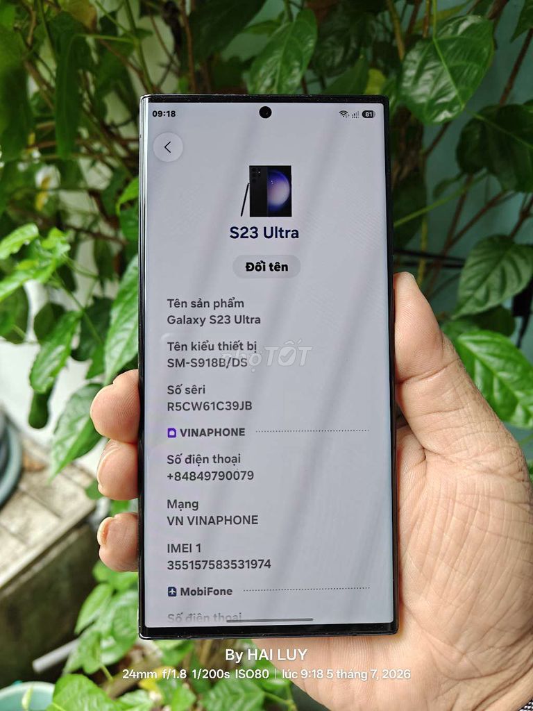 Samsung S23 Ultra 8GB 256GB Đen. Mua bán Điện thoại tại Thành phố Vũng Tàu Bà Rịa - Vũng Tàu được đăng bởi  HUY LAI hình 1