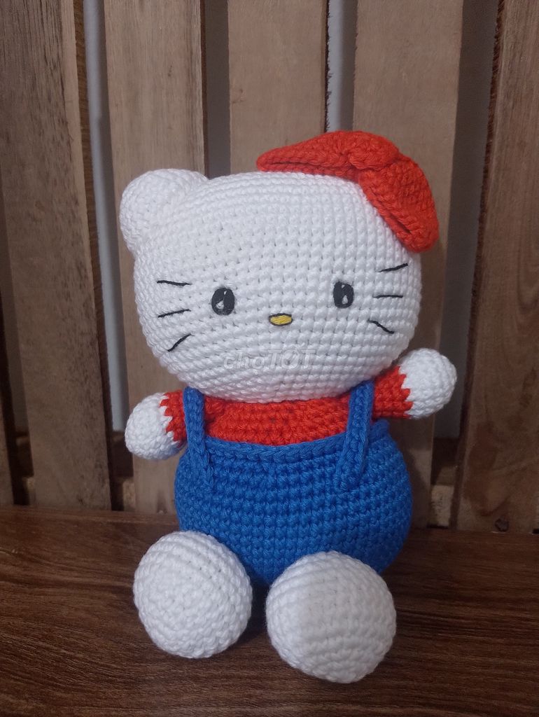 Móc len Handmade Trắng Đỏ Xanh trang trí