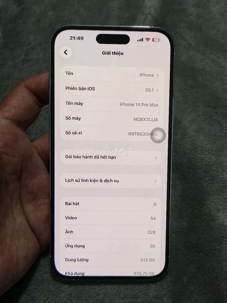 Apple iPhone 14 Pro Max 512GB Bạc zin đẹp. Mua bán Điện thoại tại Thành phố Vĩnh Long Vĩnh Long được đăng bởi Duy Kha MOBILE hình 1