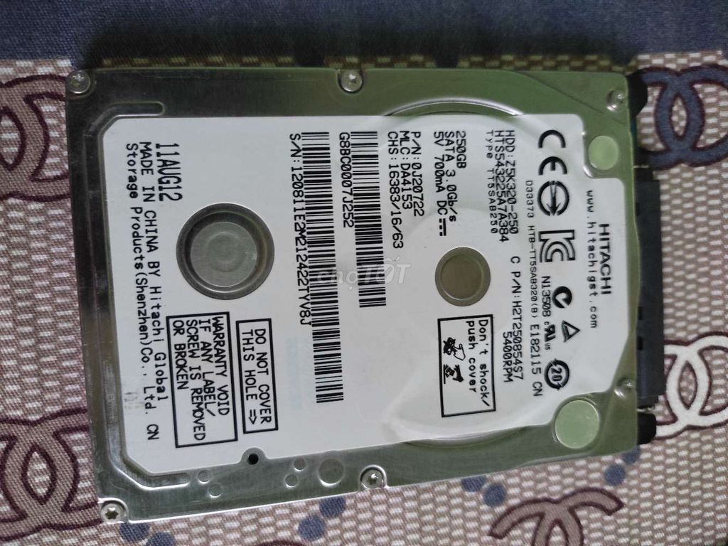 Hdd 250g hitachi laptop sức khỏe tốt