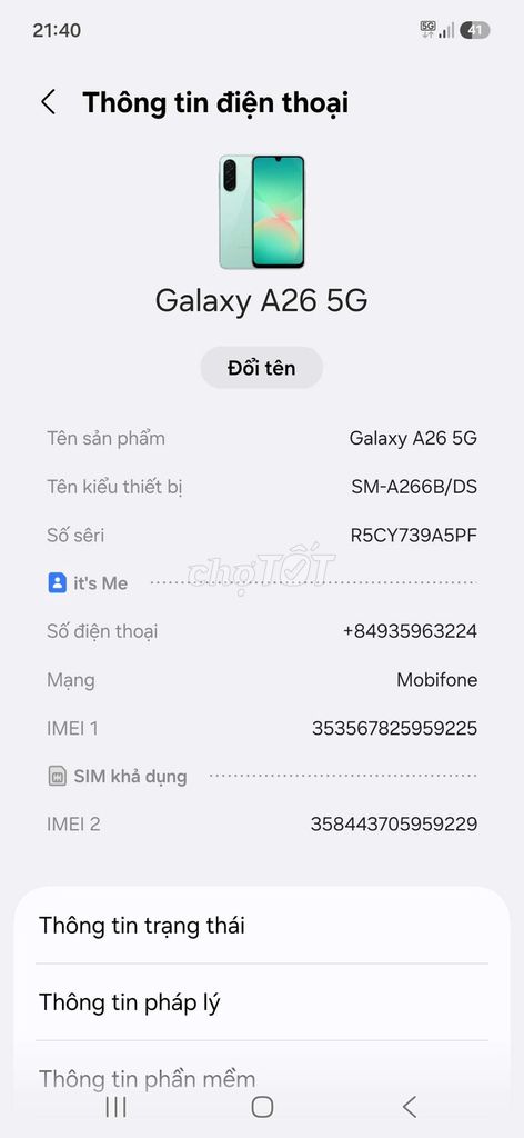 Samsung Galaxy A26 5G 8GB/256GB Đã sử dụng. Mua bán Điện thoại tại Quận Sơn Trà Đà Nẵng được đăng bởi Thương hình 1