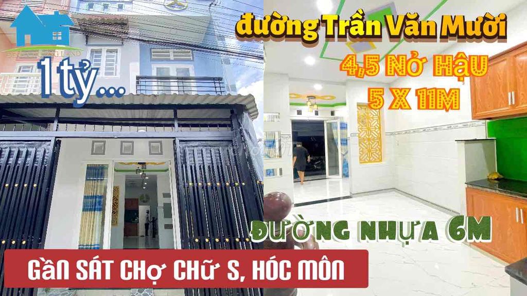 🔥Nên mua! nhà nở hậu 5x11m đường nhựa 6m Trần Văn Mười