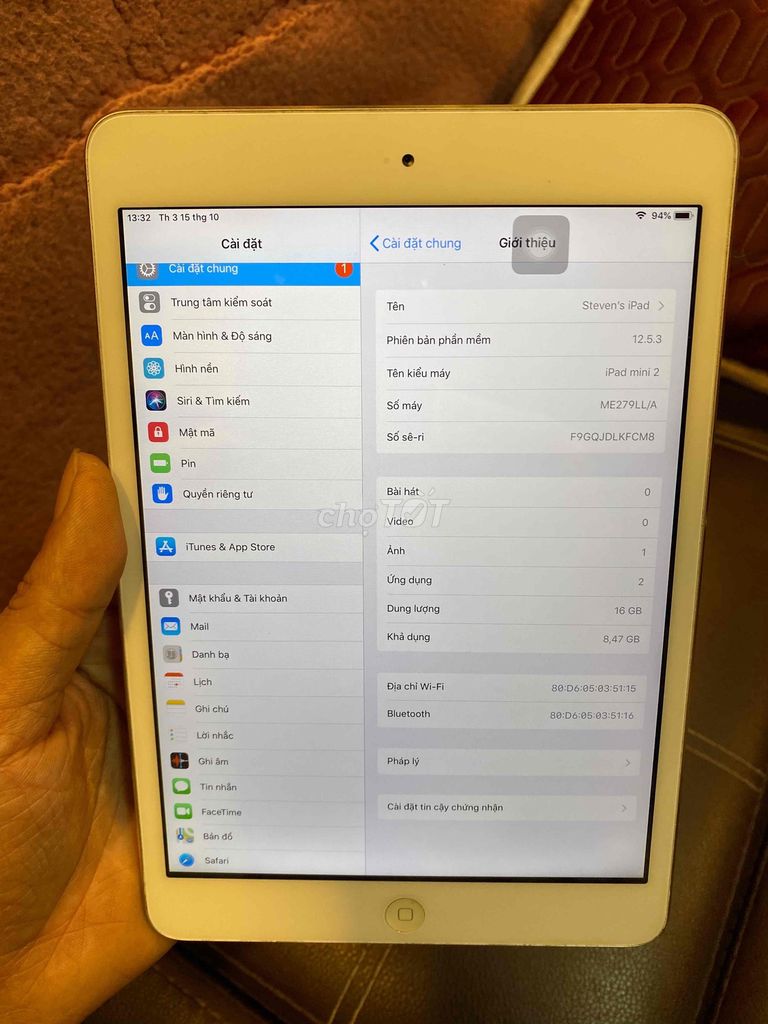 iPad Mini 2 16GB Wifi zin full chức năng