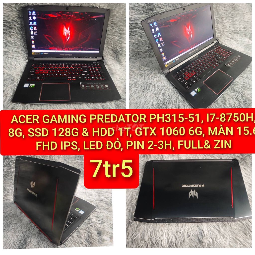Acer Predator PH315-51 i7-8750H 15.6 inch 8GB/SSD 128GB & HDD 1TB. Mua bán Laptop tại Quận 10 Tp Hồ Chí Minh được đăng bởi Hội Đồ Điện Tử hình 1