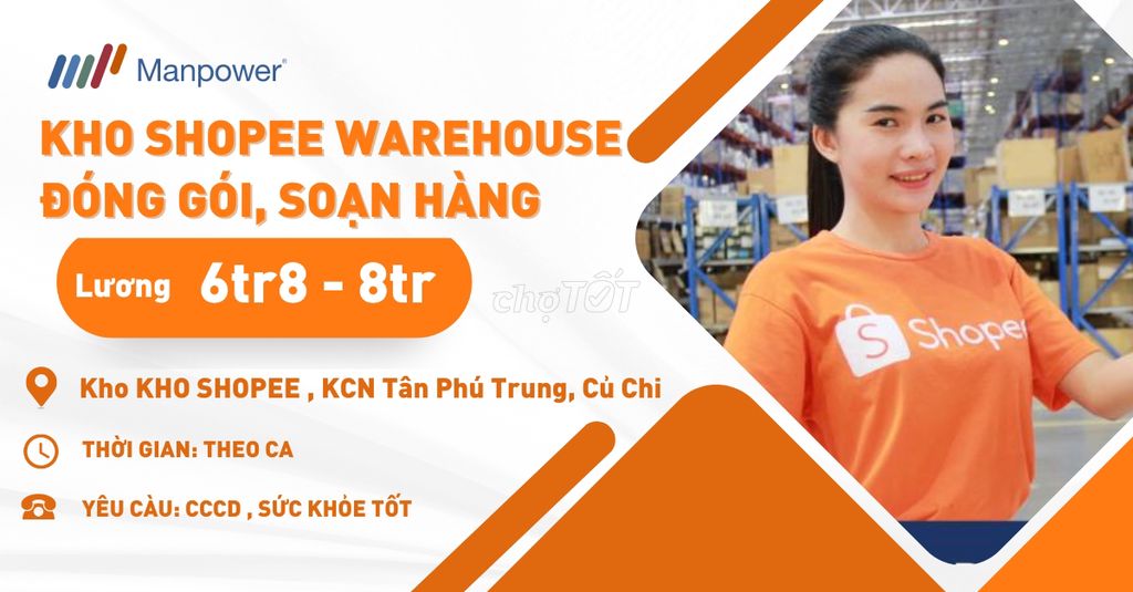 Kho Shopee - NV Soạn Hàng Thời Vụ Sự Kiện