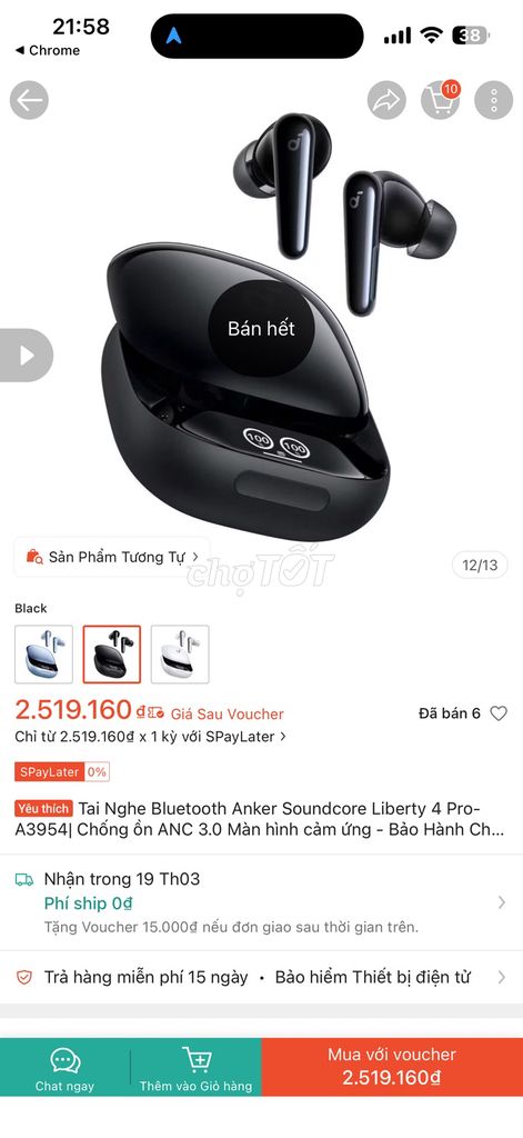 Tai nghe Anker Soundcore Liberty 4 Pro Đen. Mua bán Tivi, Âm thanh tại Quận Thanh Khê Đà Nẵng được đăng bởi Xếp Hồ hình 1