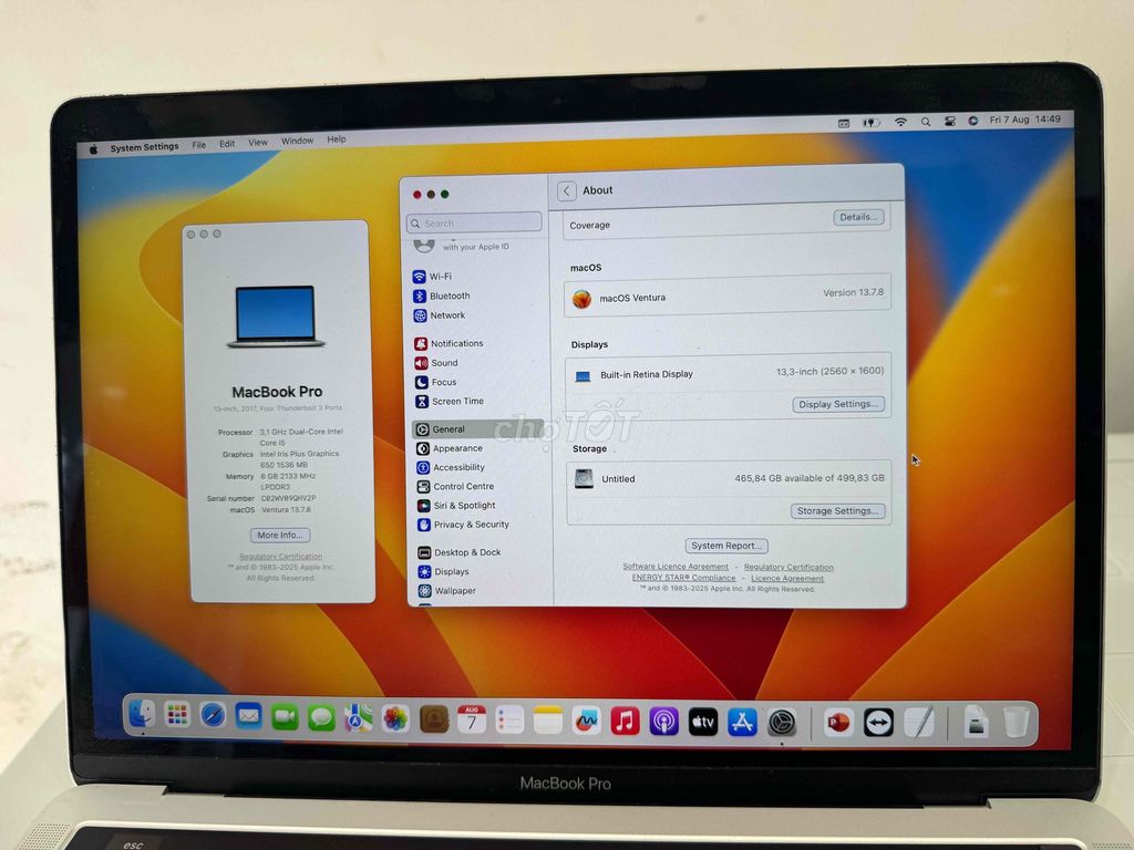 Apple MacBook Pro Core i5 8GB/512gb Bạc. Mua bán Laptop tại Quận 8 Tp Hồ Chí Minh được đăng bởi mỹ an hình 1