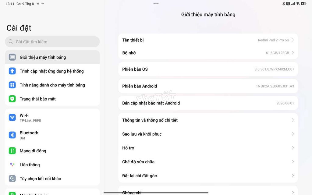 Xiaomi Redmi Pad 2 Pro 5G 6GB/128GB Android 16. Mua bán Máy tính bảng tại Thành phố Thủ Đức Tp Hồ Chí Minh được đăng bởi Trần Bá Tuấn hình 1