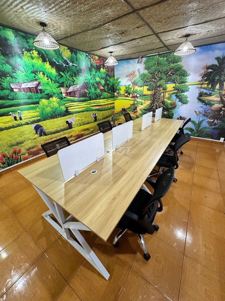 Cụm bàn văn phòng Chân sắt mặt gỗ MDF  đẹp 1m2x3m6. Mua bán Đồ dùng văn phòng tại Quận 12 Tp Hồ Chí Minh được đăng bởi Kho Nội thất Cũ Mới Phú Nhàn hình 1
