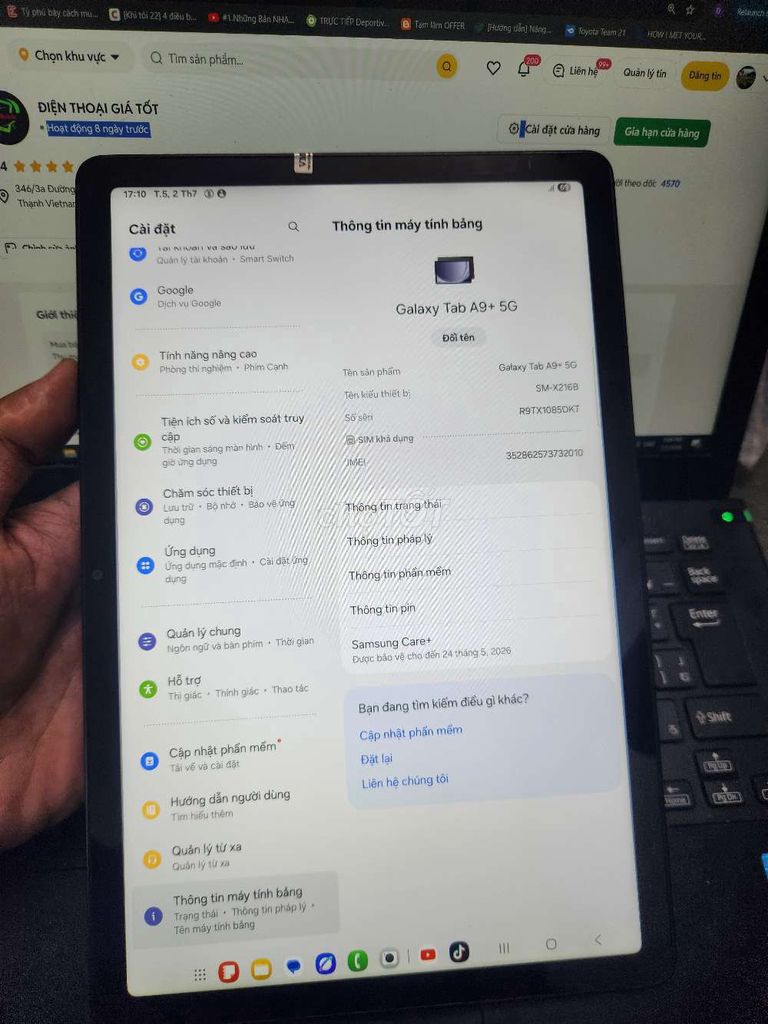 SAMSUNG TAB A9 PLUS 5G 4GB.64GB SNAP 695 MƯỢT MÀ. Mua bán Máy tính bảng tại Quận Bình Thạnh Tp Hồ Chí Minh được đăng bởi Dân Mobile hình 1