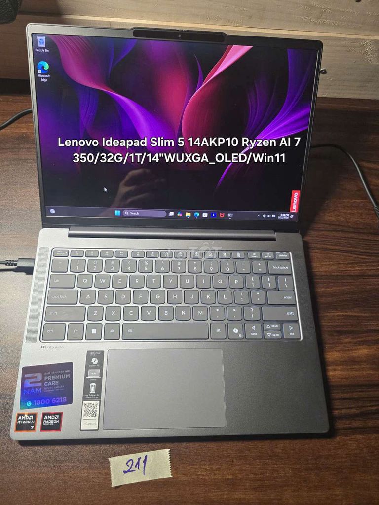 0211 Lenovo Slim 5 Ryzen AI7/32G/1T OLED. Mua bán Laptop tại Quận Bình Tân Tp Hồ Chí Minh được đăng bởi T D Laptop hình 1