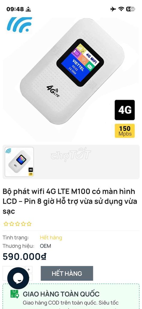 Bộ phát Wifi 4G LTE M100 Trắng. Mua bán Phụ kiện (Màn hình, Chuột...) tại Huyện Tháp Mười Đồng Tháp được đăng bởi Anh Công hình 1