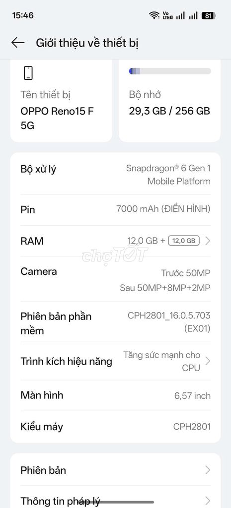 Oppo Reno15 F 5G 12GB/256GB. Mua bán Điện thoại tại Huyện Nhơn Trạch Đồng Nai được đăng bởi Khanh hình 1