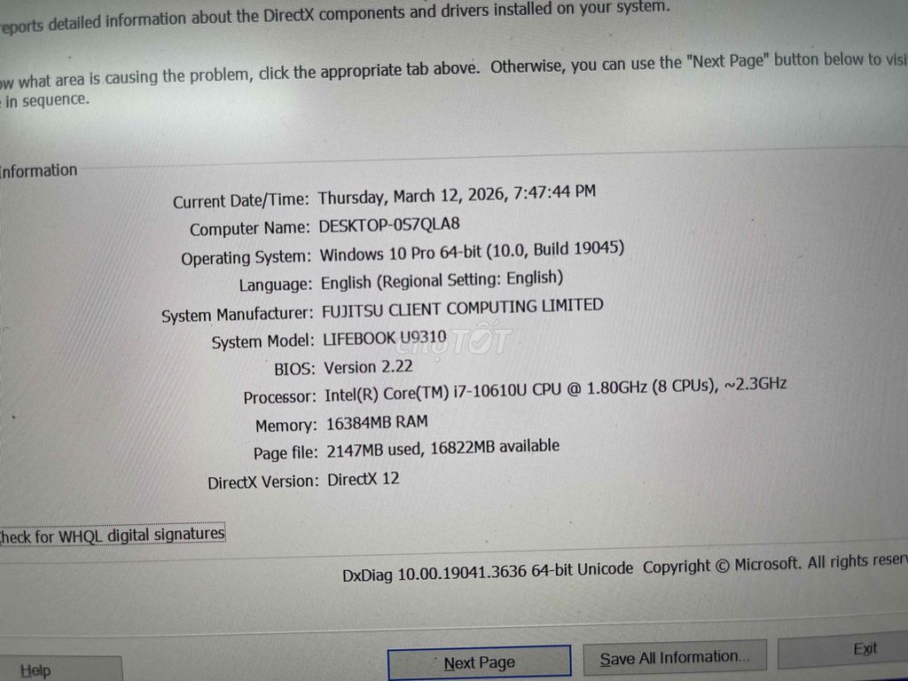 Fujitsu U9310 i7-10610U 13.3 inch 16GB/256GB. Mua bán Laptop tại Quận 3 Tp Hồ Chí Minh được đăng bởi Lê Phú An hình 1
