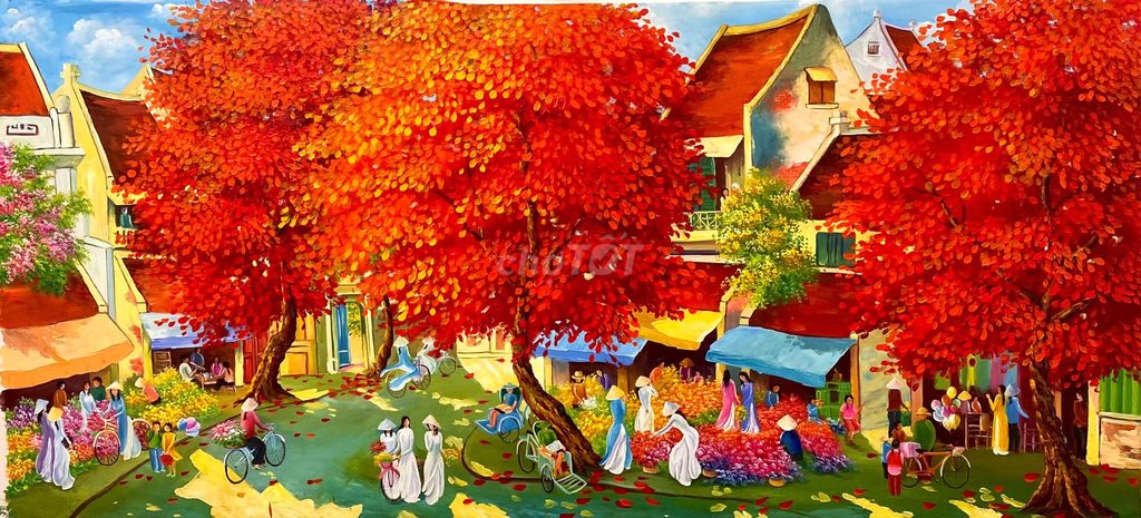 Tranh sơn dầu vẽ tay chưa khung cỡ lớn