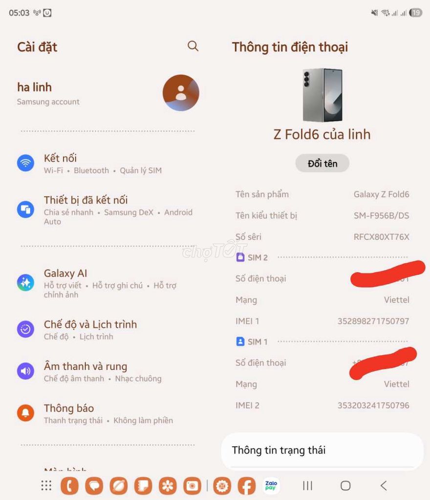 Samsung Z Fold6 Xám 2 SIM. Mua bán Điện thoại tại Huyện Yên Lập Phú Thọ được đăng bởi Nguyễn hải đăng hình 1