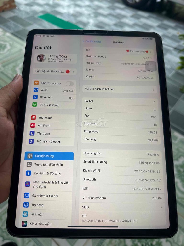 Apple iPad Pro 11 inch (thế hệ 4) Xám 128GB. Mua bán Máy tính bảng tại Thị xã Duy Tiên Hà Nam được đăng bởi phi hải hình 1