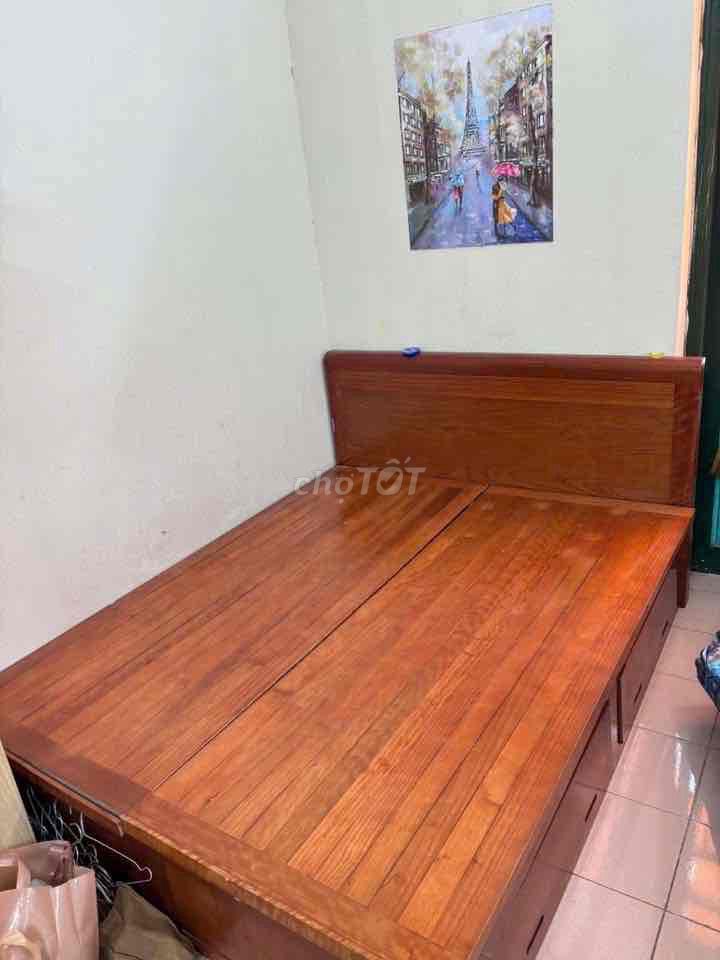 Giường phản Gỗ xoan đào 1m6x2m Nâu gỗ 2 ngăn kéo. Mua bán Giường, chăn ga gối nệm tại Quận Long Biên Hà Nội được đăng bởi Mai hình 1