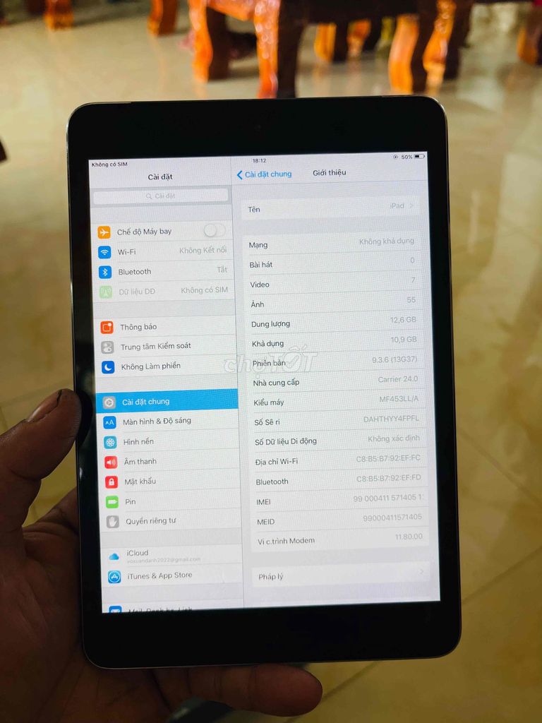 Apple iPad mini 1 Xám 12.6GB. Mua bán Máy tính bảng tại Thị xã Duyên Hải Trà Vinh được đăng bởi ĐIỆN CƠ HUY hình 1