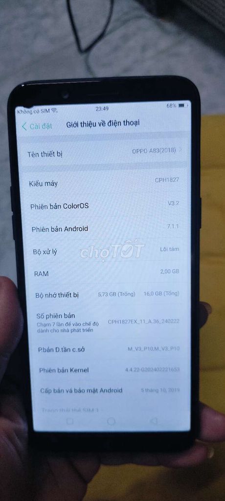 Oppo A83 RAM 2GB 16GB xanh không kèm phụ kiện