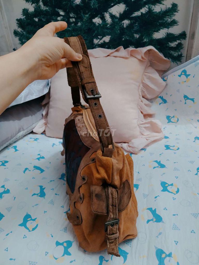 Túi da lộn phối da Ngựa (Made in Korea).
