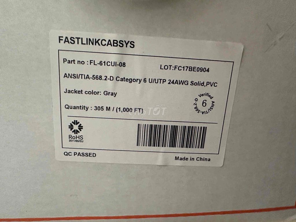 Cáp mạng Fastlink FL-61CUI-08 Xám PVC 305m. Mua bán Phụ kiện (Màn hình, Chuột...) tại Huyện Yên Phong Bắc Ninh được đăng bởi Nguyễn Đức Hải hình 1