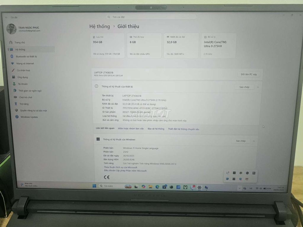ASUS ROG Strix G18 Ultra 9 32GB/1TB. Mua bán Laptop tại Huyện Chơn Thành Bình Phước được đăng bởi Ngọc Phúc hình 1