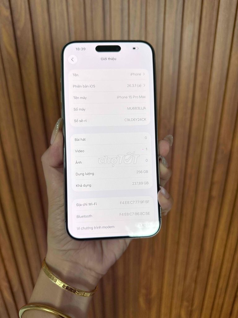 Iphone 15ProMax 256GB màu Titan,pin 91%,có fix nhẹ. Mua bán Điện thoại tại Huyện Củ Chi Tp Hồ Chí Minh được đăng bởi Trang Minh hình 1