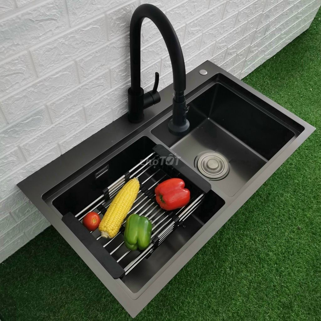 CHẬU RỬA CHÉN 2 HỐ ĐÚC TẦNG ĐEN. Mua bán Dụng cụ nhà bếp tại Quận Thanh Khê Đà Nẵng được đăng bởi Chuyên Sỉ Điện Nước Đà Nẵng hình 1