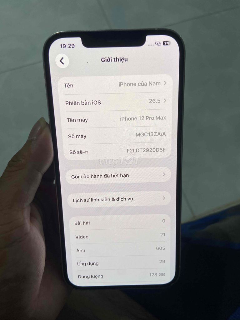 iPhone 12 Pro Max 128GB Trắng Nứt lưng. Mua bán Điện thoại tại Huyện Cần Giờ Tp Hồ Chí Minh được đăng bởi Tên hình 1
