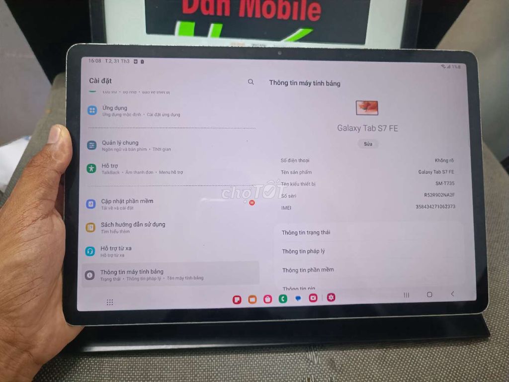 SAMSUNG TAB S7 FE 4GB.64GB SNAP 750G PIN 10000. Mua bán Máy tính bảng tại Quận Bình Thạnh Tp Hồ Chí Minh được đăng bởi Dân Mobile hình 1