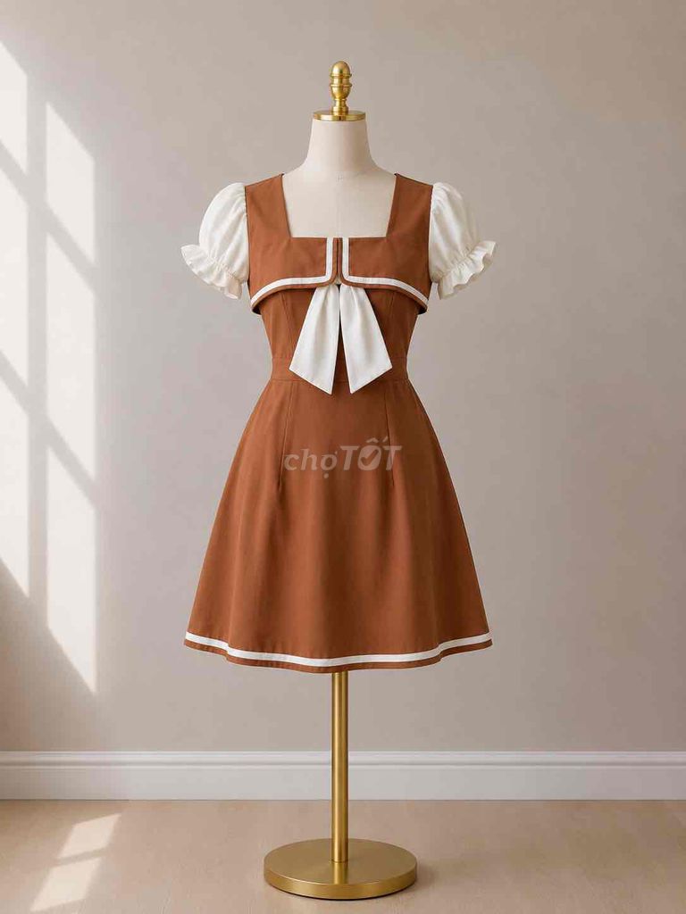 Đầm Nữ Cotton Size S Nâu Trắng. Mua bán Quần áo tại Huyện Đức Hòa Long An được đăng bởi Trần Hương  hình 1
