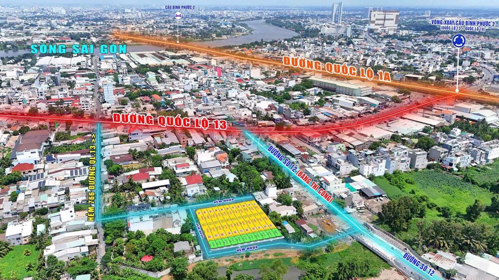 MỞ BÁN 22 LÔ ĐẤT F0 SÁT MẶT TIỀN QL13 , THÔNG RA CHÂN CẦU BÀ CẢ SIÊU V