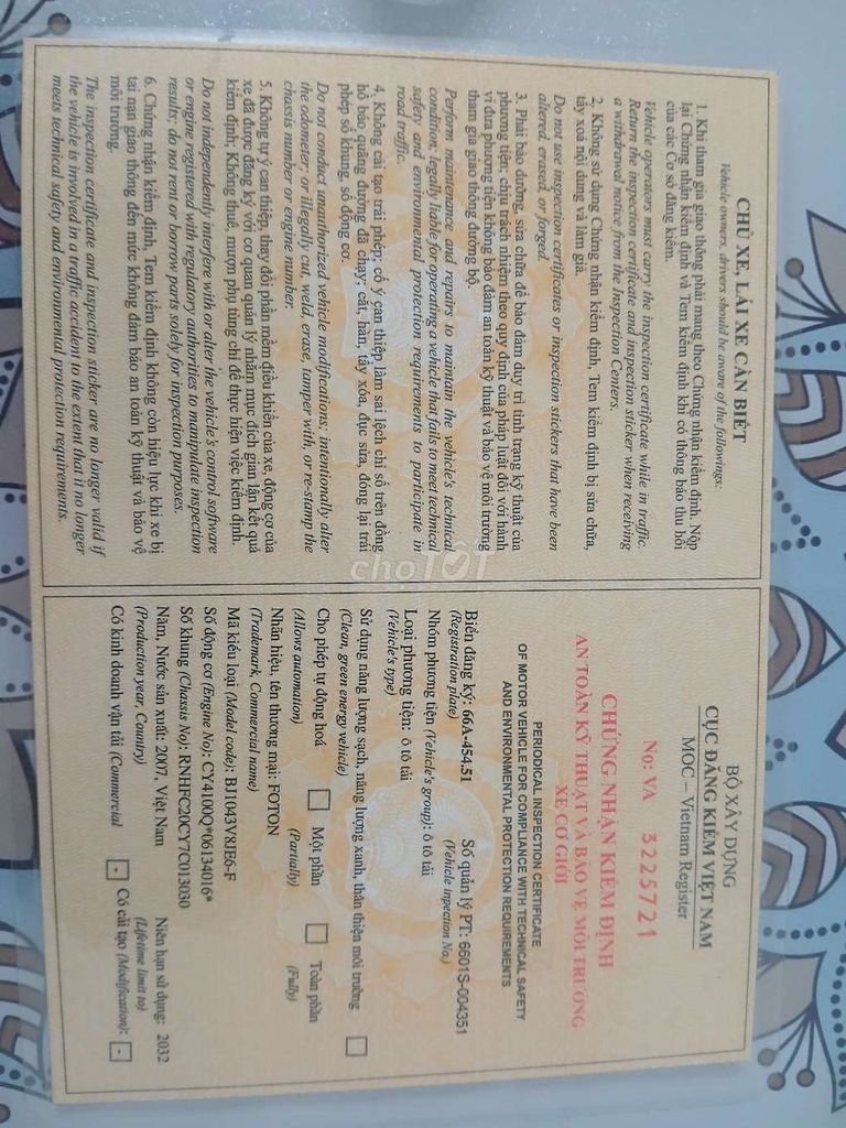 Thaco Foton 2007 2 tấn. Mua bán Xe tải, xe ben tại Thành phố Cao Lãnh Đồng Tháp được đăng bởi Nguyễn Văn Lê hình 7