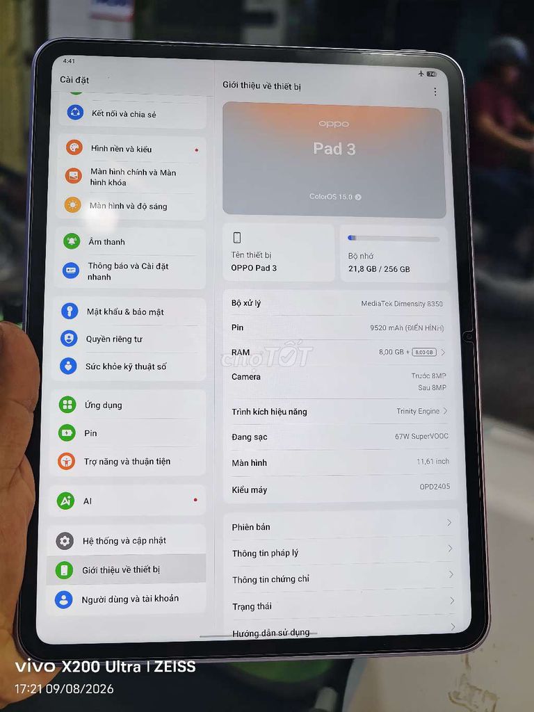 Oppo Pad 3 8GB/256GB Tím Dimensity 8350. Mua bán Máy tính bảng tại Thành phố Dĩ An Bình Dương được đăng bởi Bùi Văn Kỷ hình 1