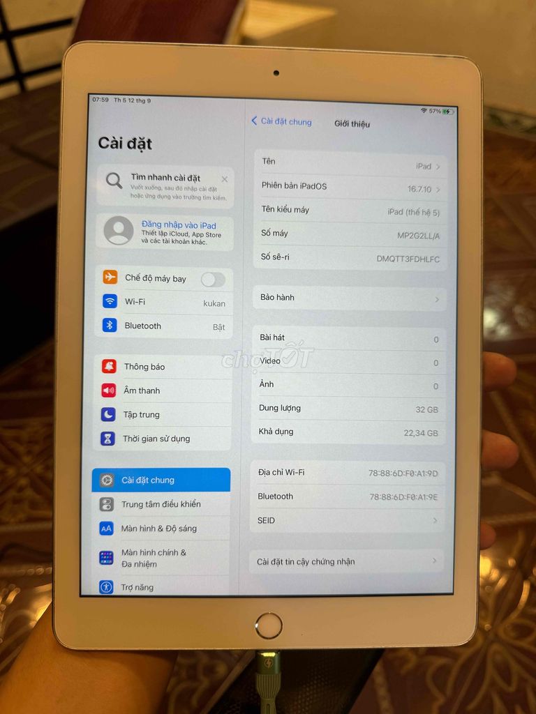 ipad gen 5 32gb wifi máy zin đẹp full chức năng