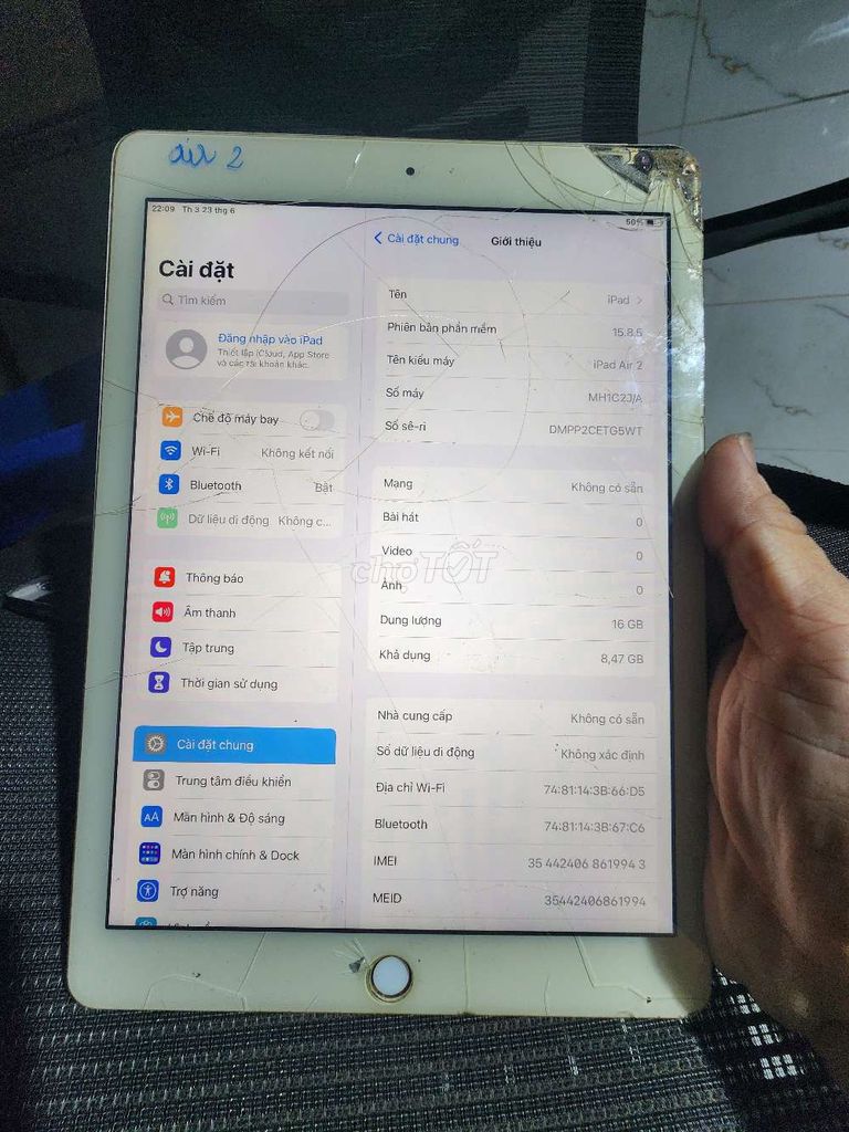 Apple iPad Air 2 16GB Vàng cũ. Mua bán Máy tính bảng tại Quận Bình Thạnh Tp Hồ Chí Minh được đăng bởi tùng  hình 1