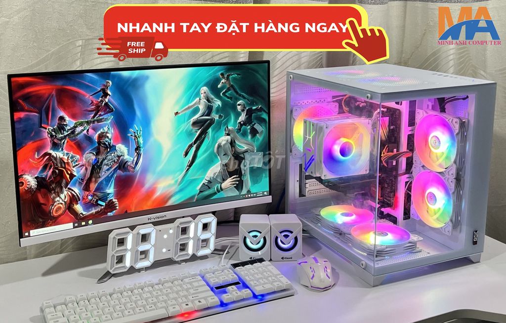 Sale bộ PC i5 + MH 24" mới giá rẻ chiến game khoẻ